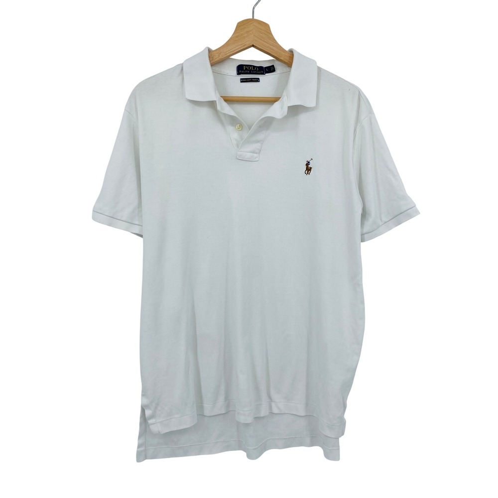 Polo Ralph Lauren Polo Shirt Large White Pima Soft Touch Short Sleeve